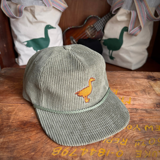 Olive Green Corduroy Flat Bill