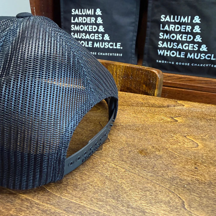 Black Trucker Hat: Checkered Flag Goose